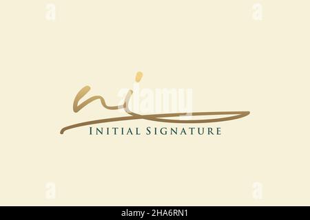 NI Letter Signature Logo Template elegant design logo. Hand drawn Calligraphy lettering Vector illustration. Stock Vector