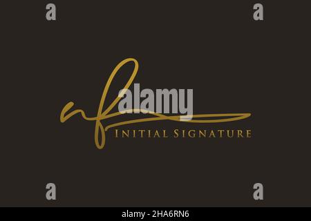 NF Letter Signature Logo Template elegant design logo. Hand drawn Calligraphy lettering Vector illustration. Stock Vector