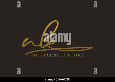 NK Letter Signature Logo Template elegant design logo. Hand drawn Calligraphy lettering Vector illustration. Stock Vector