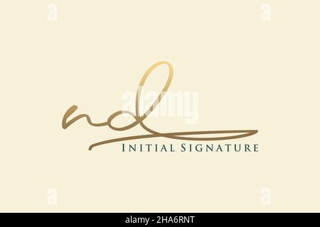 ND Letter Signature Logo Template elegant design logo. Hand drawn Calligraphy lettering Vector illustration. Stock Vector