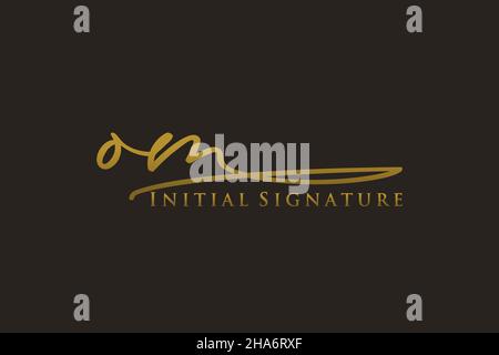 OM Letter Signature Logo Template elegant design logo. Hand drawn Calligraphy lettering Vector illustration. Stock Vector