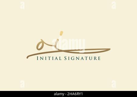 OI Letter Signature Logo Template elegant design logo. Hand drawn Calligraphy lettering Vector illustration. Stock Vector