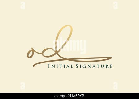 OD Letter Signature Logo Template elegant design logo. Hand drawn Calligraphy lettering Vector illustration. Stock Vector