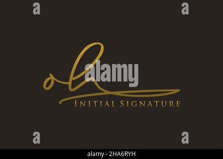 OH Letter Signature Logo Template elegant design logo. Hand drawn Calligraphy lettering Vector illustration. Stock Vector