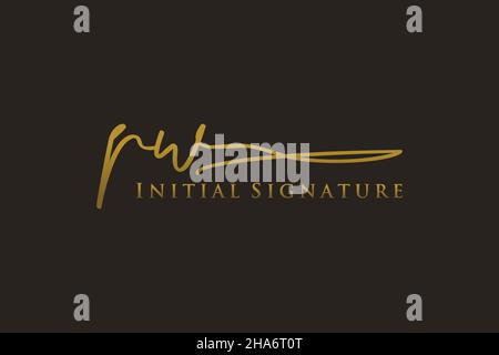 PW Letter Signature Logo Template elegant design logo. Hand drawn Calligraphy lettering Vector illustration. Stock Vector