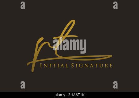PT Letter Signature Logo Template elegant design logo. Hand drawn Calligraphy lettering Vector illustration. Stock Vector
