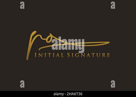 PO Letter Signature Logo Template elegant design logo. Hand drawn Calligraphy lettering Vector illustration. Stock Vector