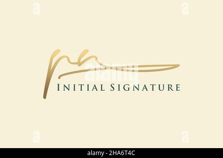 PN Letter Signature Logo Template elegant design logo. Hand drawn Calligraphy lettering Vector illustration. Stock Vector