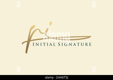 PI Letter Signature Logo Template elegant design logo. Hand drawn Calligraphy lettering Vector illustration. Stock Vector