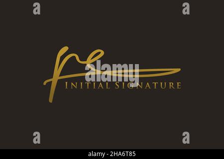 PE Letter Signature Logo Template elegant design logo. Hand drawn Calligraphy lettering Vector illustration. Stock Vector