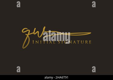QW Letter Signature Logo Template elegant design logo. Hand drawn Calligraphy lettering Vector illustration. Stock Vector