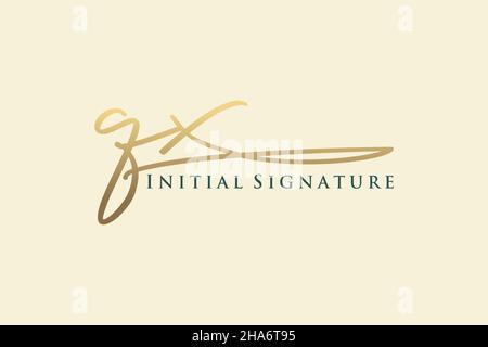QX Letter Signature Logo Template elegant design logo. Hand drawn Calligraphy lettering Vector illustration. Stock Vector
