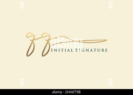QQ Letter Signature Logo Template elegant design logo. Hand drawn Calligraphy lettering Vector illustration. Stock Vector