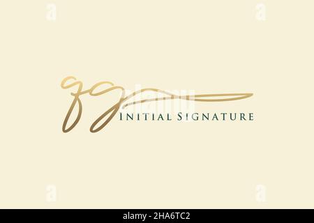 QG Letter Signature Logo Template elegant design logo. Hand drawn Calligraphy lettering Vector illustration. Stock Vector