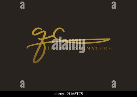QC Letter Signature Logo Template elegant design logo. Hand drawn Calligraphy lettering Vector illustration. Stock Vector