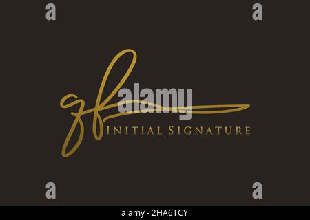 QF Letter Signature Logo Template elegant design logo. Hand drawn Calligraphy lettering Vector illustration. Stock Vector