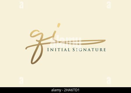 QI Letter Signature Logo Template elegant design logo. Hand drawn Calligraphy lettering Vector illustration. Stock Vector