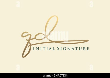QD Letter Signature Logo Template elegant design logo. Hand drawn Calligraphy lettering Vector illustration. Stock Vector