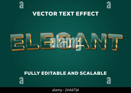 elegant vector text effect editable. green text effect with gold. vector design. lettering Stock Vector