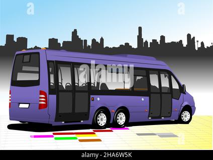 City bus on the road. Vector 3d illustration Stock Vector