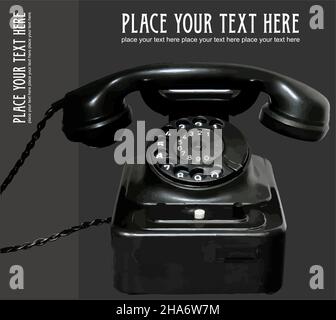 Vintage rotary phone. Old fashioned phone. 3d vector illustration Stock Vector