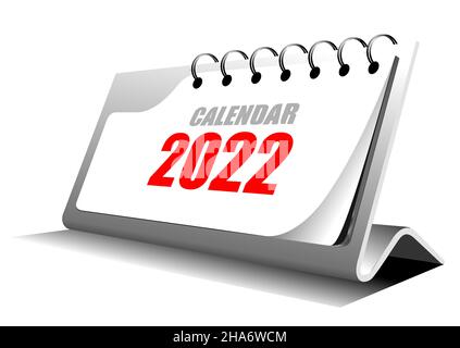 Vector 3d illustration of desk calendar 2022 year Stock Vector