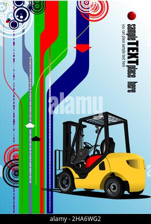 Abstract hi-tech background. Lift truck. Forklift. 3d vector illustration Stock Vector
