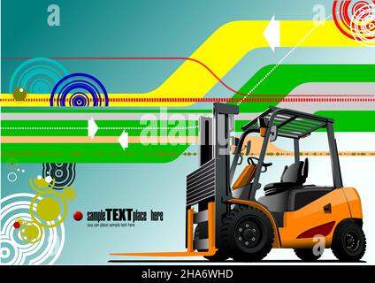 Abstract hi-tech background. Lift truck. Forklift. 3d vector illustration Stock Vector