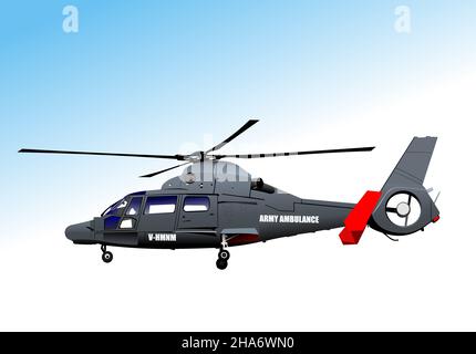 Army ambulance Helicopters. Vector 3d illustration Stock Vector