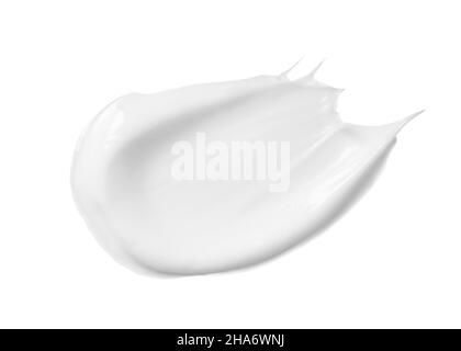 White makeup cream sweeps on white background. bb, cc cream texture Stock Photo