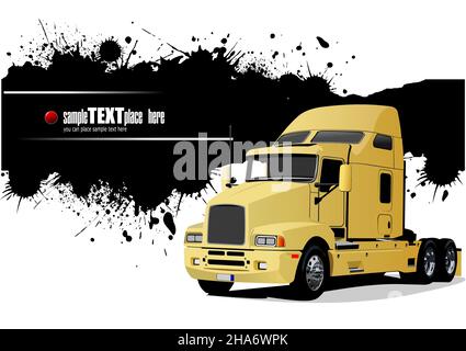Abstract background with Green truck on the road. Vector 3d illustration Stock Vector