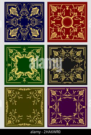 Set of decorative finishing ceramic tiles. Vector color illustration Stock Vector