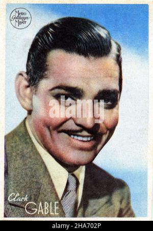 CLARK GABLE 1934 Portrait giveaway Spanish coloured flyer publicity for Metro Goldwyn Mayer Stock Photo