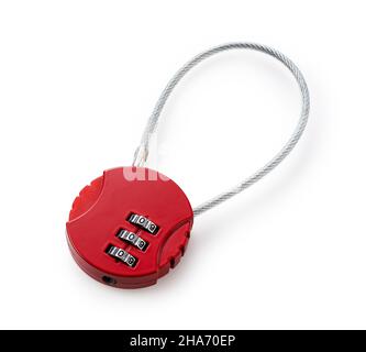 Red PIN lock placed on a white background Stock Photo