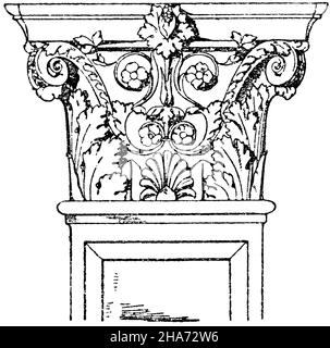 Pilaster capital: Corinthian pilaster capital. Italian Renaissance. Portal of San Michele in Venice., , ML (pattern book, ) Stock Photo