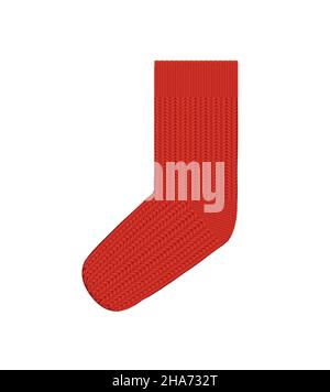 Red knitted sock. vector illustration Stock Vector