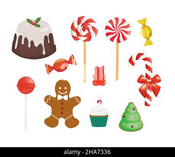 Various sweets set. vector illustration Stock Vector