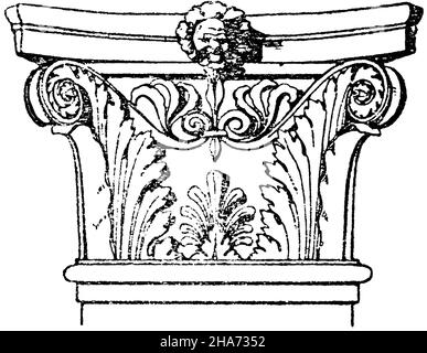 Corinthian pilaster capital. Italian Renaissance. Scuola di San Marco in Venice, by Pietro Lornbardo., , ML (pattern book, ) Stock Photo