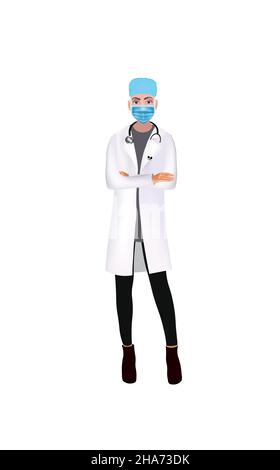 female doctor standing - vector illustration Stock Vector Image & Art ...
