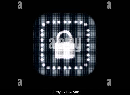 Rottweil, Germany. 09th Dec, 2021. A lock is seen on the display of an iPhone SE. Credit: Silas Stein//dpa/Alamy Live News Stock Photo
