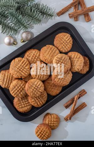 Fresh baked peanut butter cookies Stock Photo