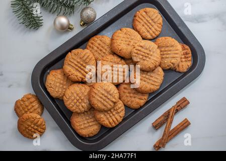 Fresh baked peanut butter cookies Stock Photo