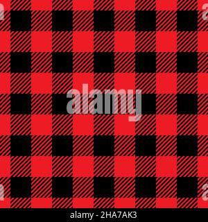 Black and red Plaid, checkered, tartan seamless pattern suitable for fashion textiles and graphics. Stock Vector