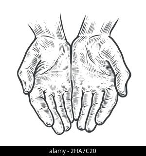 open giving hands sketch