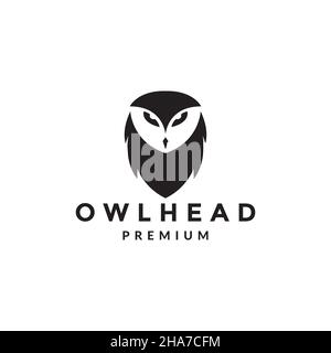 black head face Barn-owl logo symbol icon vector graphic design illustration idea creative Stock Vector