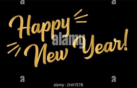Hand sketched HAPPY NEW YEAR quote. Lettering for poster, sticker, flyer, header, card, advertisement, announcement.  Stock Vector