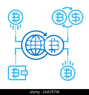 Cryptocurrency Bitcoin Concept Icon Illustration Stock Vector