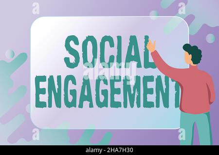 Conceptual display Social Engagement. Internet Concept Degree of engagement in an online community or society Abstract Composing New Email, Creating Stock Photo