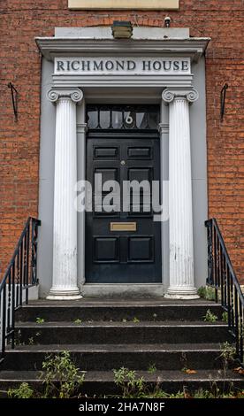 Georgian doorway. Richmond Terrace. Blackburn, Lancashire. Stock Photo