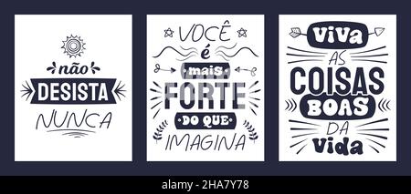 Three Vintage Brazilian Portuguese Poster Vector. Translation: More love  please The best things in life are not things Today is your day Stock  Vector Image & Art - Alamy